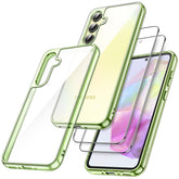 JETech 3 in 1 Case for Samsung Galaxy A35 5G, with 2-Pack Screen Protector, Tempered Glass Film, Shockproof Bumper Phone Protective Cover Clear Back (Lime)